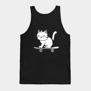 Skating Cute Kitty Cat Skateboard Quwaii Tank Top